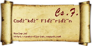 Csákó Flórián névjegykártya